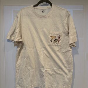 Uniqlo UT Men’s Cream Pocket T-Shirt with Dog Embroidery